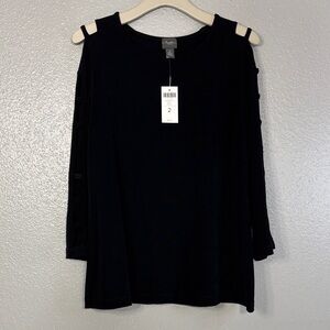 Travelers by Chico’s Elegant Black Cold Shoulder Top